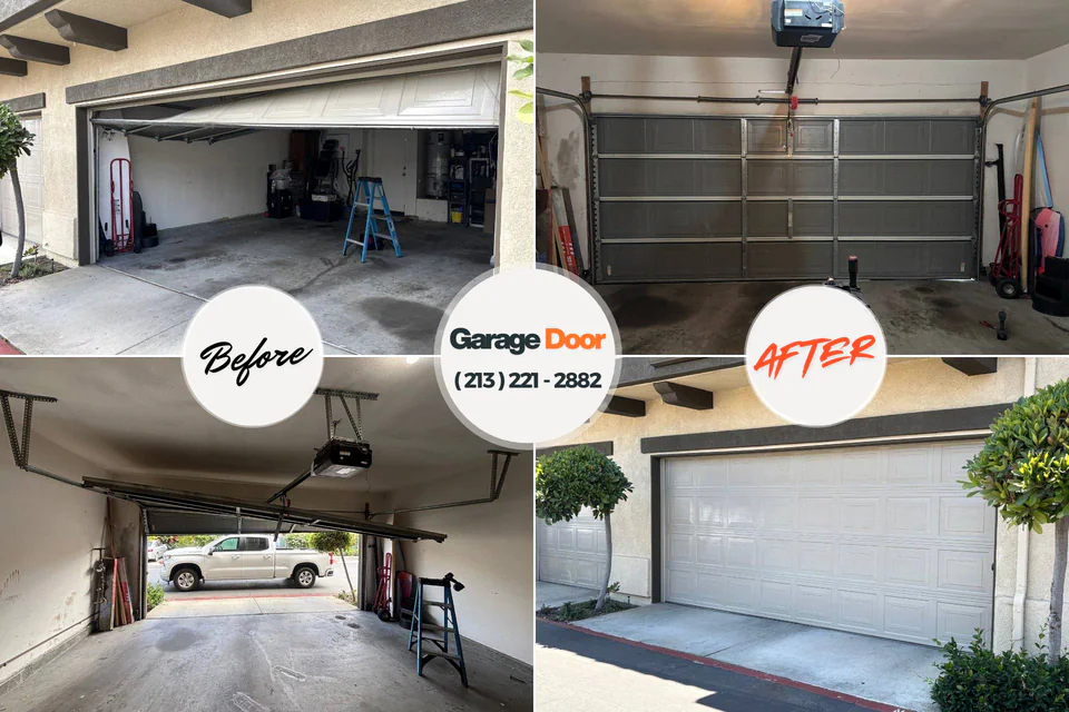 Before and after: garage door repair Jay, OK